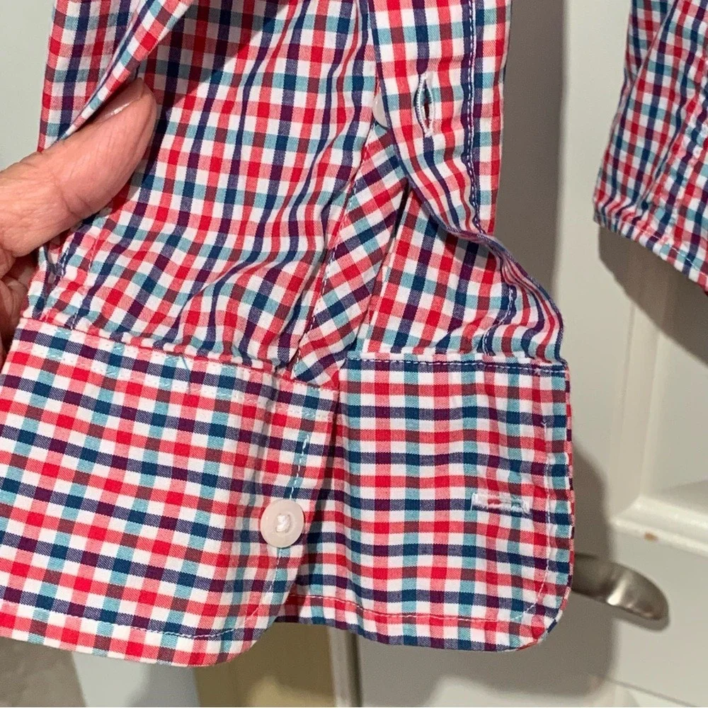J. CREW. Red/White Checked, Long Sleeves Shirt. Size L. 100% Cotton. Slim fit.